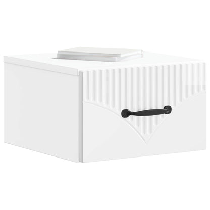 Wall-Mounted Bedside Cabinet with Drawer 2 pcs High Gloss White