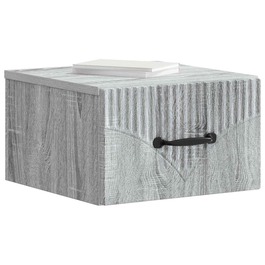 Wall-Mounted Bedside Cabinet Grey Sonoma 34.5 x 33 x 20 cm
