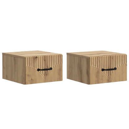 Wall-Mounted Bedside Cabinet 2 pcs Artisan Oak Engineered Wood
