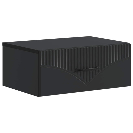 Wall-Mounted Bedside Cabinet Black 49 x 34.5 x 20 cm