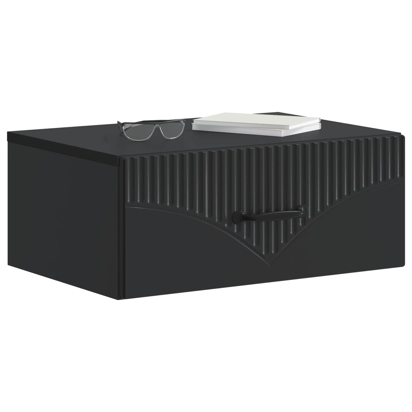 Wall-Mounted Bedside Cabinet Black 49 x 34.5 x 20 cm