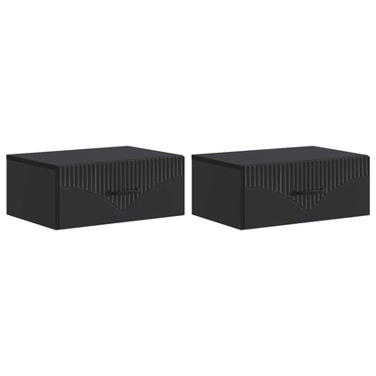 Wall-Mounted Bedside Cabinet 2 pcs Black 49 x 34.5 x 20 cm