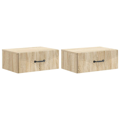 Wall-Mounted Bedside Cabinet 2 pcs Sonoma Oak 49 x 34.5 x 20 cm