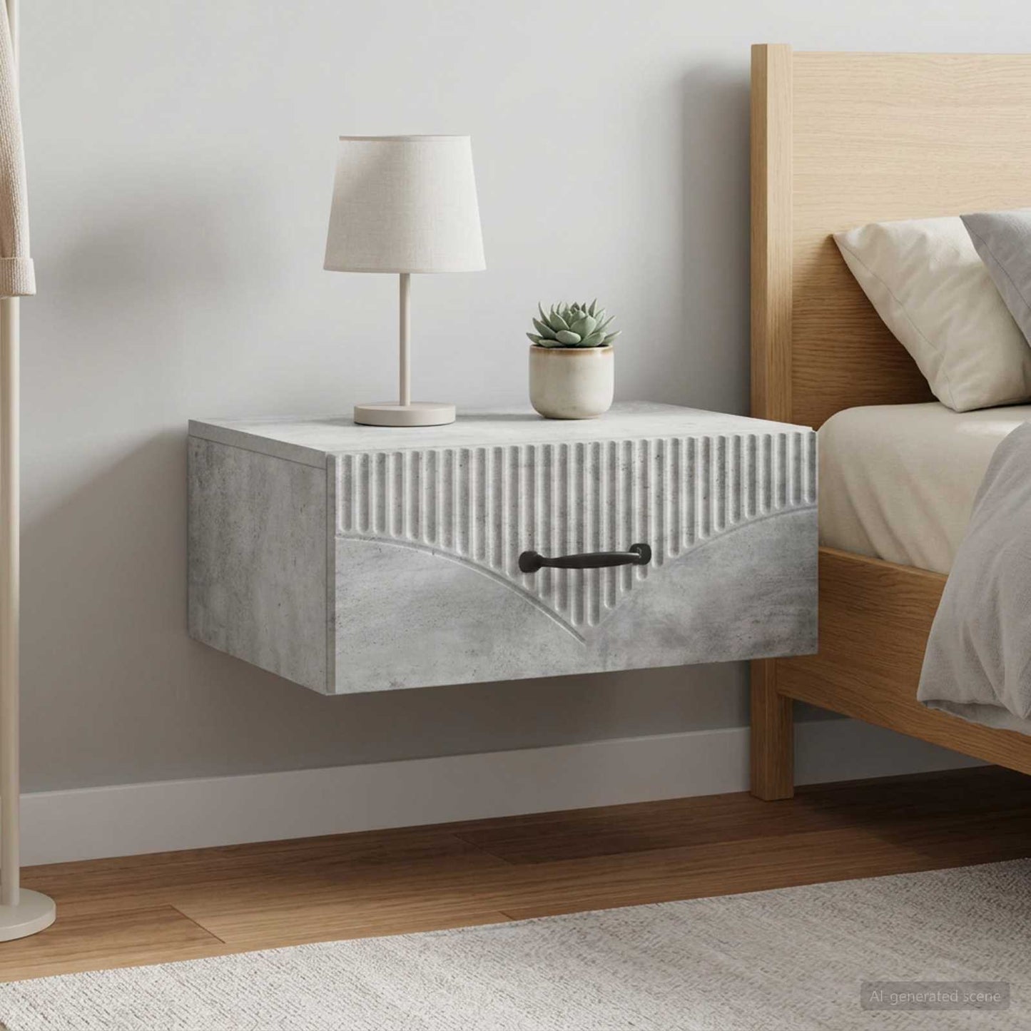 Wall-Mounted Bedside Cabinet 2 pcs Concrete Grey