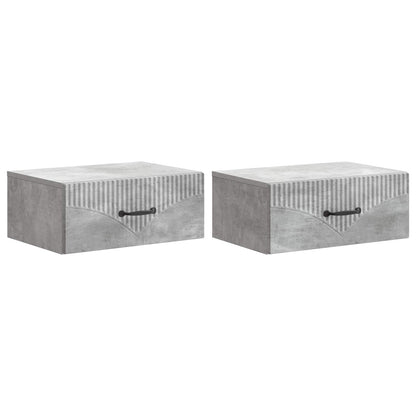 Wall-Mounted Bedside Cabinet 2 pcs Concrete Grey