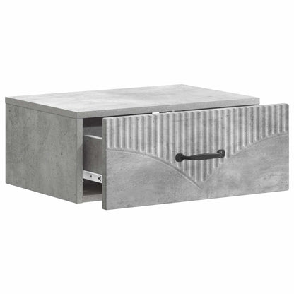 Wall-Mounted Bedside Cabinet with Drawer 2 pcs Concrete Grey