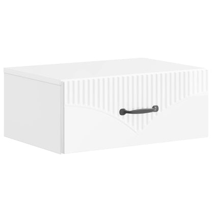 Wall-Mounted Bedside Cabinet High Gloss White 49 x 34.5 x 20 cm