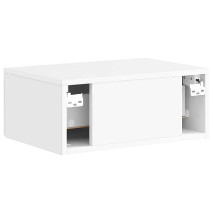 Wall-Mounted Bedside Cabinet High Gloss White 49 x 34.5 x 20 cm