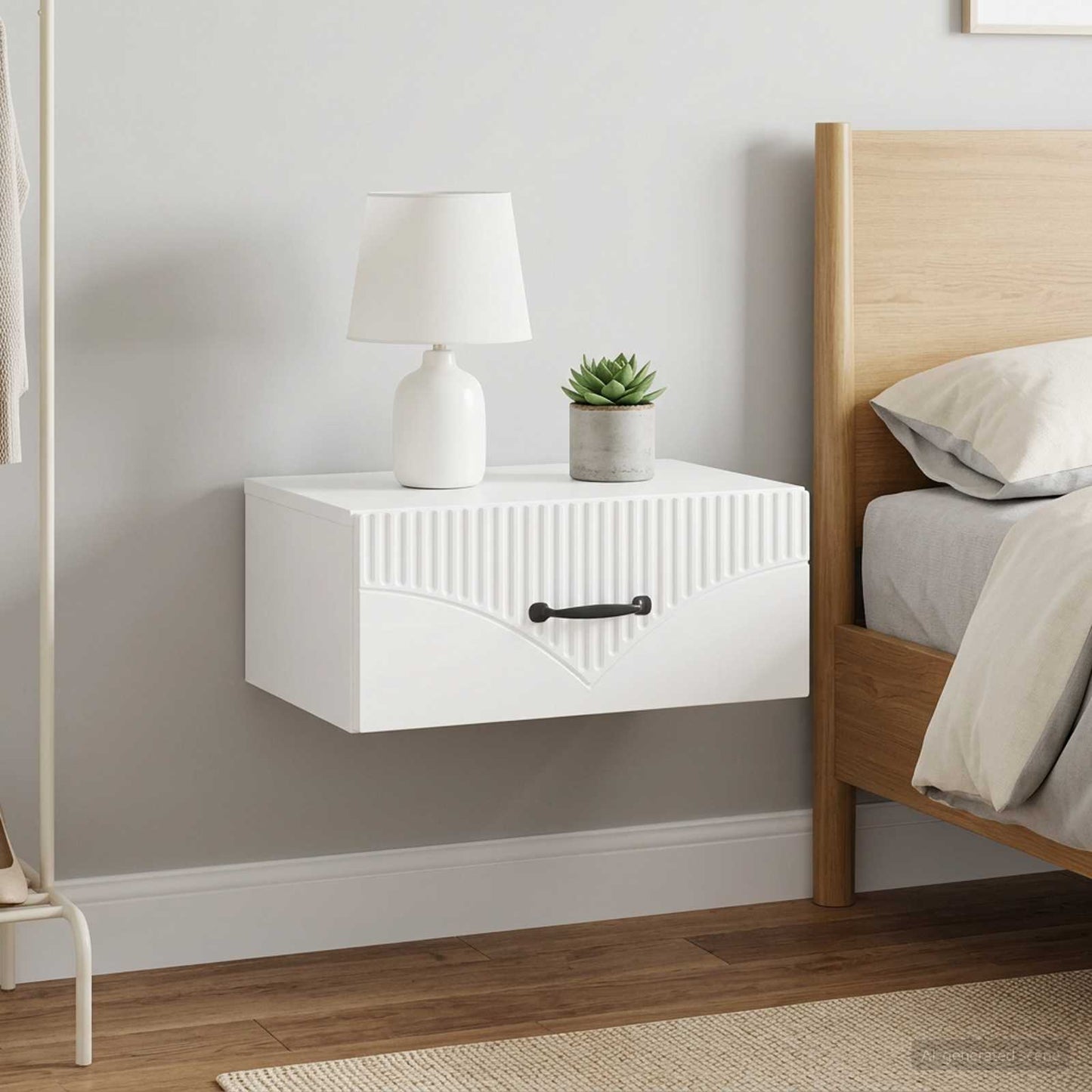Wall-Mounted Bedside Cabinet 2 pcs High Gloss White
