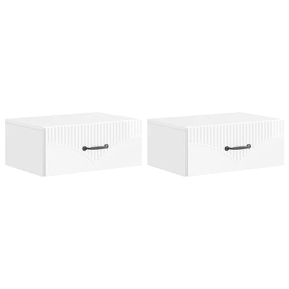 Wall-Mounted Bedside Cabinet 2 pcs High Gloss White