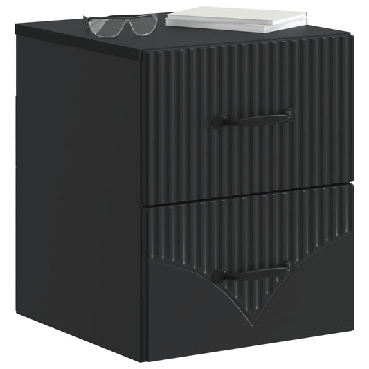 Wall-Mounted Bedside Cabinet 2 pcs Black 34.5 x 33 x 40 cm