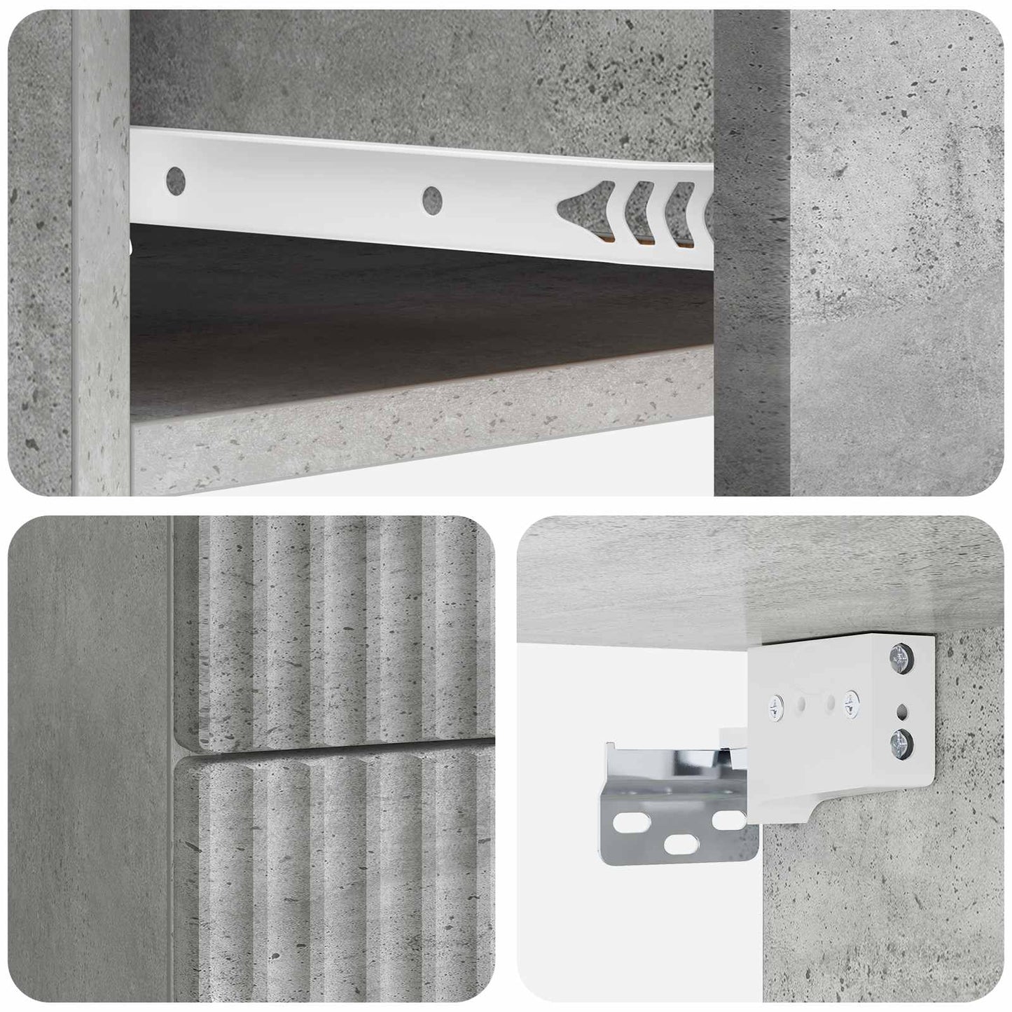 Wall-Mounted Bedside Cabinet with Drawer 2 pcs Concrete Grey