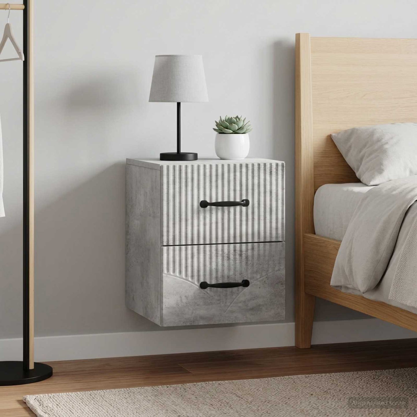 Wall-Mounted Bedside Cabinet 2 pcs Concrete Grey