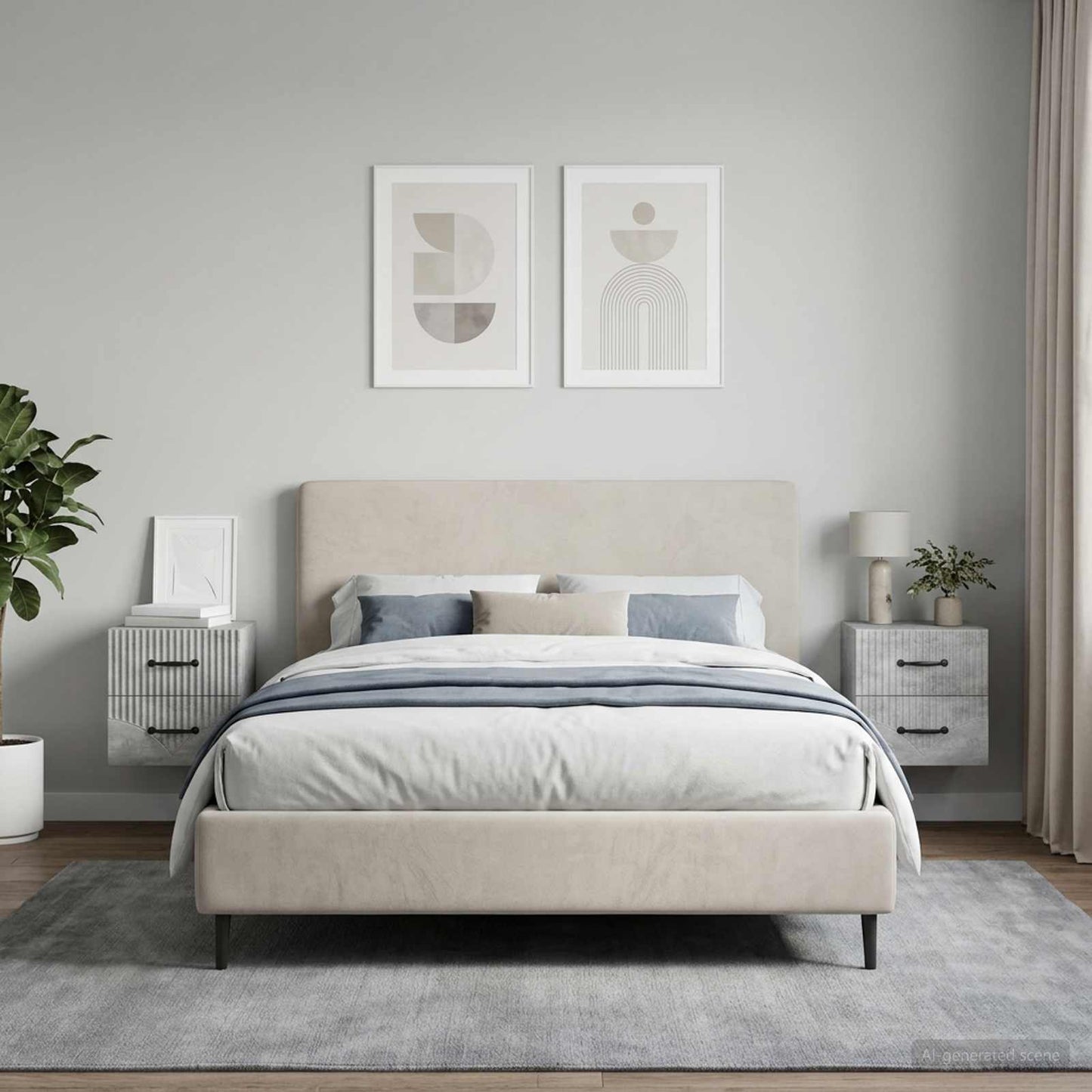 Wall-Mounted Bedside Cabinet 2 pcs Concrete Grey