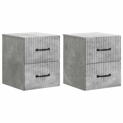 Wall-Mounted Bedside Cabinet with Drawer 2 pcs Concrete Grey
