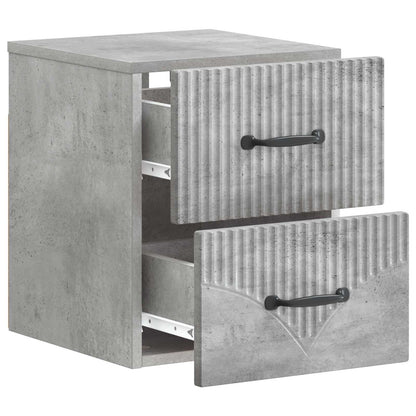 Wall-Mounted Bedside Cabinet with Drawer 2 pcs Concrete Grey
