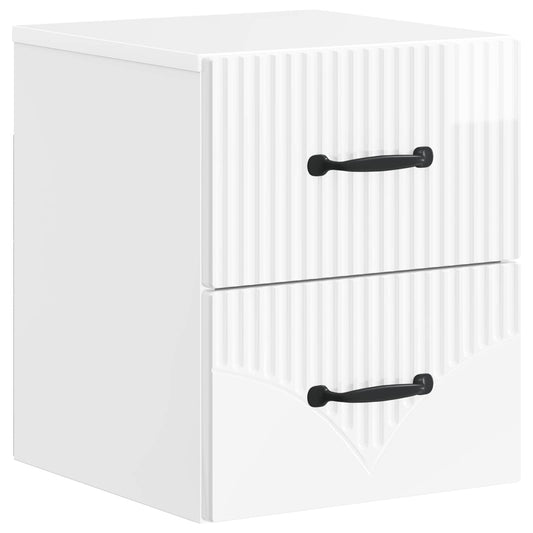 Wall-Mounted Bedside Cabinet High Gloss White 34.5 x 33 x 40 cm