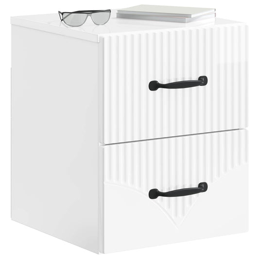 Wall-Mounted Bedside Cabinet High Gloss White 34.5 x 33 x 40 cm