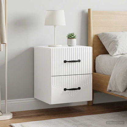 Wall-Mounted Bedside Cabinet with Drawer 2 pcs High Gloss White