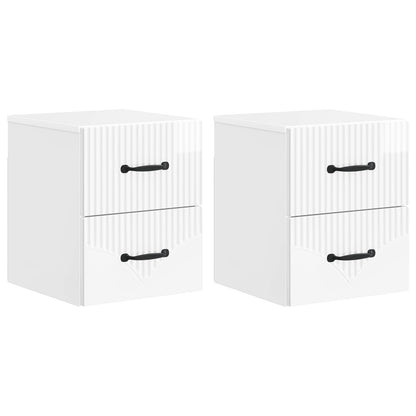 Wall-Mounted Bedside Cabinet with Drawer 2 pcs High Gloss White