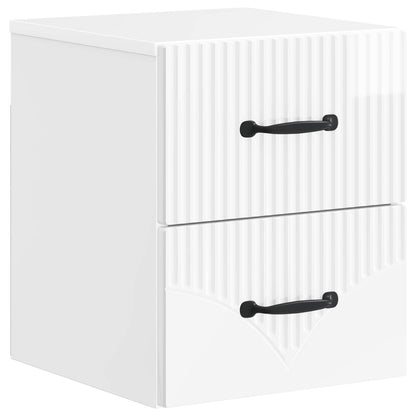 Wall-Mounted Bedside Cabinet with Drawer 2 pcs High Gloss White