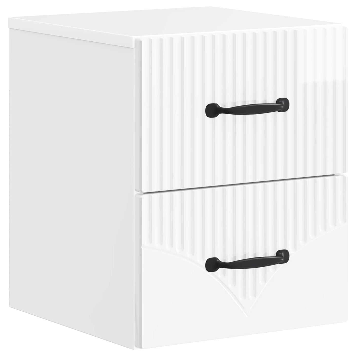 Wall-Mounted Bedside Cabinet with Drawer 2 pcs High Gloss White