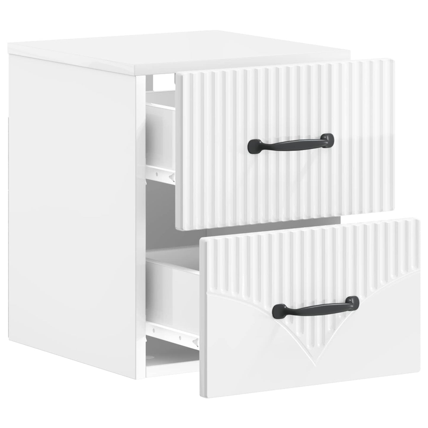 Wall-Mounted Bedside Cabinet with Drawer 2 pcs High Gloss White