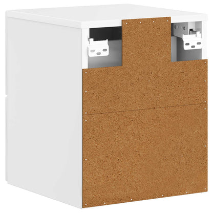 Wall-Mounted Bedside Cabinet with Drawer 2 pcs High Gloss White