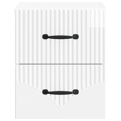 Wall-Mounted Bedside Cabinet with Drawer 2 pcs High Gloss White