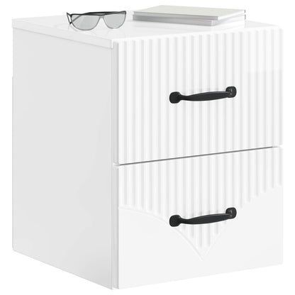 Wall-Mounted Bedside Cabinet with Drawer 2 pcs High Gloss White