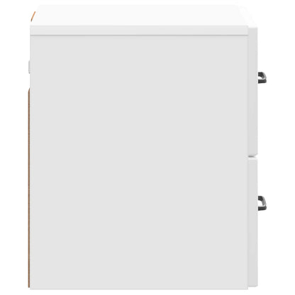 Wall-Mounted Bedside Cabinet with Drawer 2 pcs High Gloss White