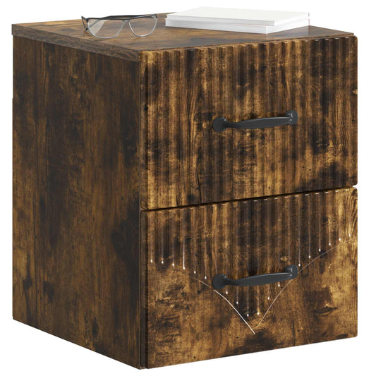 Wall-Mounted Bedside Cabinet Smoked Oak 34.5 x 33 x 40 cm