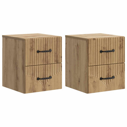 Wall-Mounted Bedside Cabinet 2 pcs Artisan Oak Engineered Wood