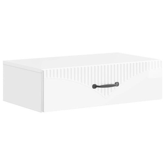 Wall-Mounted Side Table High Gloss White 59 x 34.5 x 17 cm
