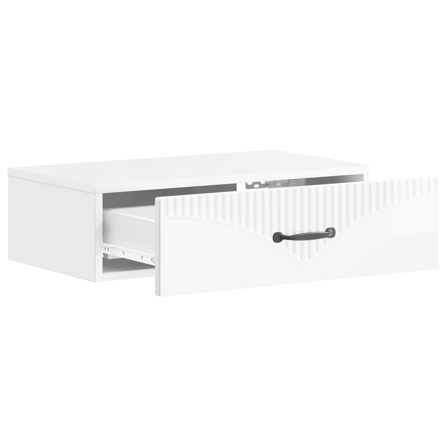 Wall-Mounted Side Table High Gloss White 59 x 34.5 x 17 cm