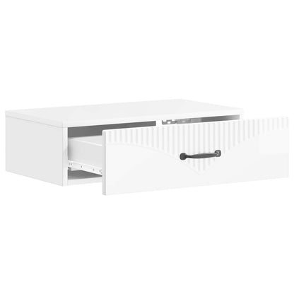 Wall-Mounted Side Table High Gloss White 59 x 34.5 x 17 cm