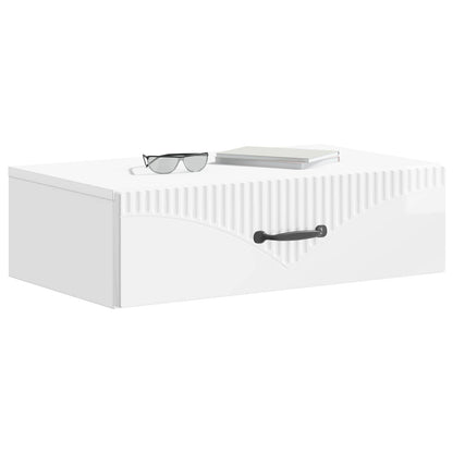 Wall-Mounted Side Table High Gloss White 59 x 34.5 x 17 cm