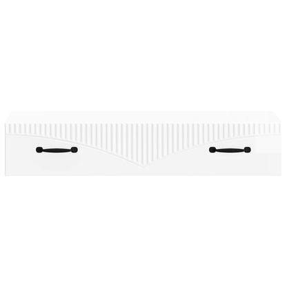Wall-Mounted Side Table High Gloss White 87.5 x 34.5 x 17 cm