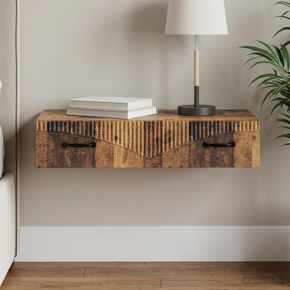 Wall-Mounted Side Table Old Wood 87.5 x 34.5 x 17 cm