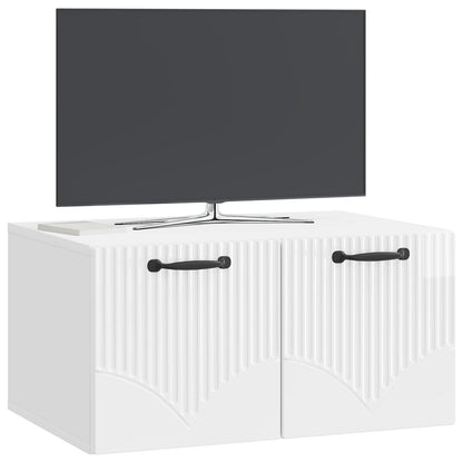Wall-Mounted TV Cabinet High Gloss White 59.5 x 41 x 30 cm