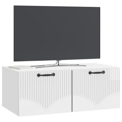 Wall-Mounted TV Cabinet High Gloss White 78.5 x 41 x 30 cm