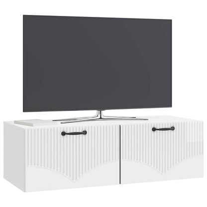 Wall-Mounted TV Cabinet High Gloss White 98 x 41 x 30 cm