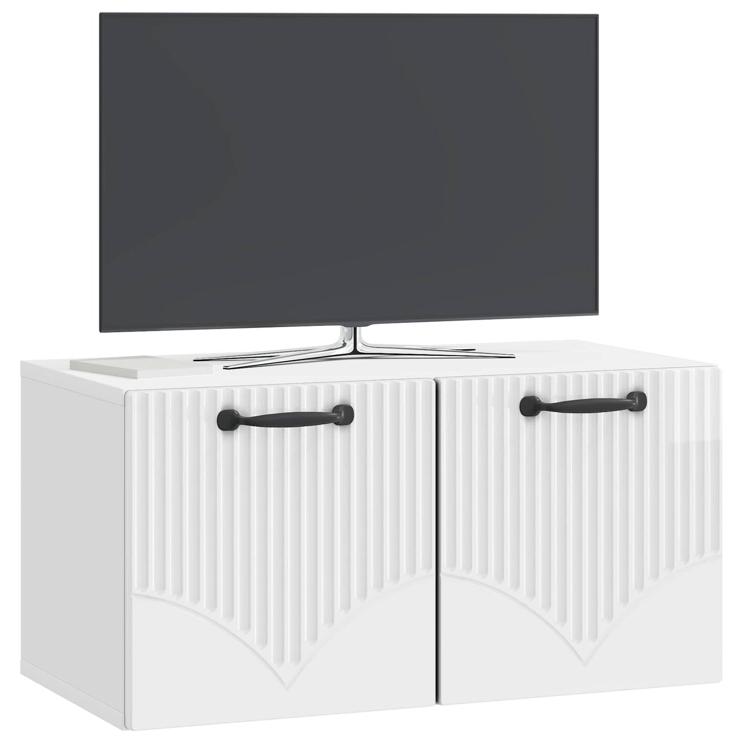 Wall-Mounted TV Cabinet High Gloss White 59.5 x 31 x 30 cm