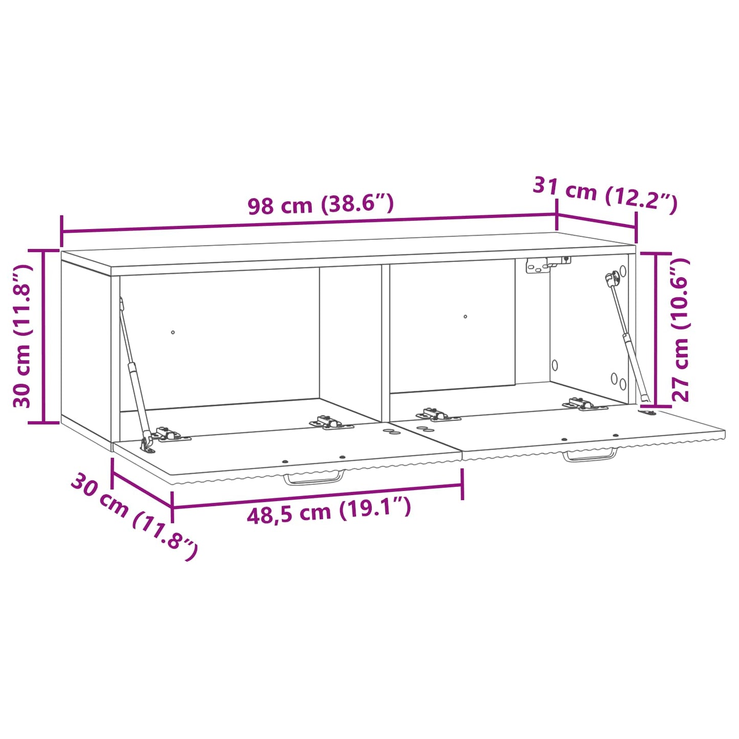 Wall-Mounted TV Cabinet Concrete Grey 98 x 31 x 30 cm