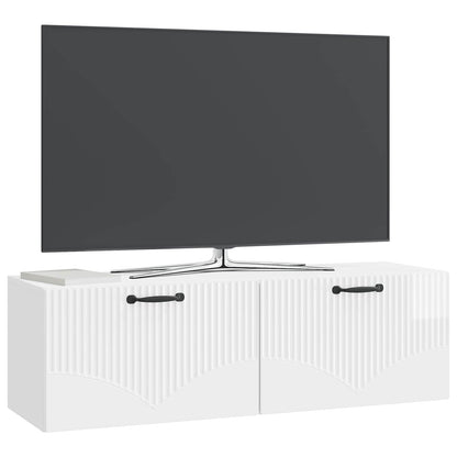 Wall-Mounted TV Cabinet High Gloss White 98 x 31 x 30 cm