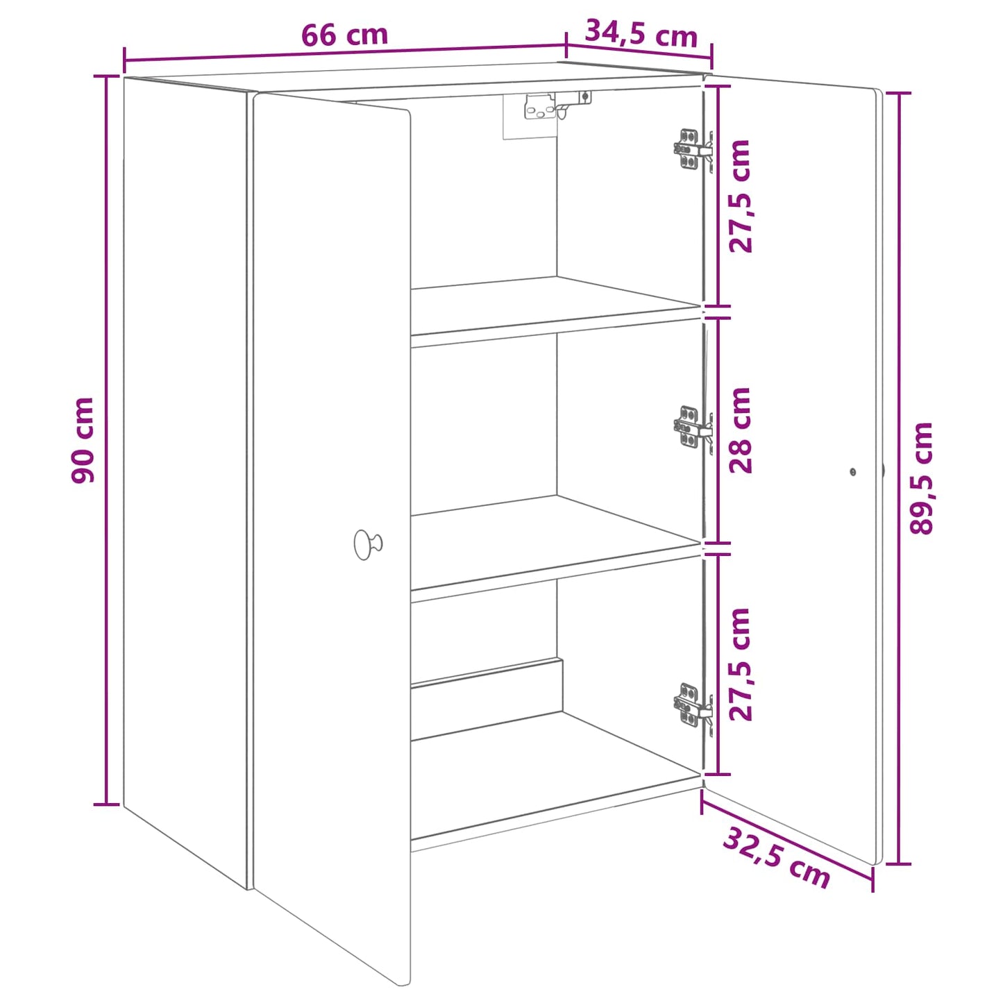 Wall-Mounted Cabinet 66 x 34.5 x 90 cm Engineered Wood
