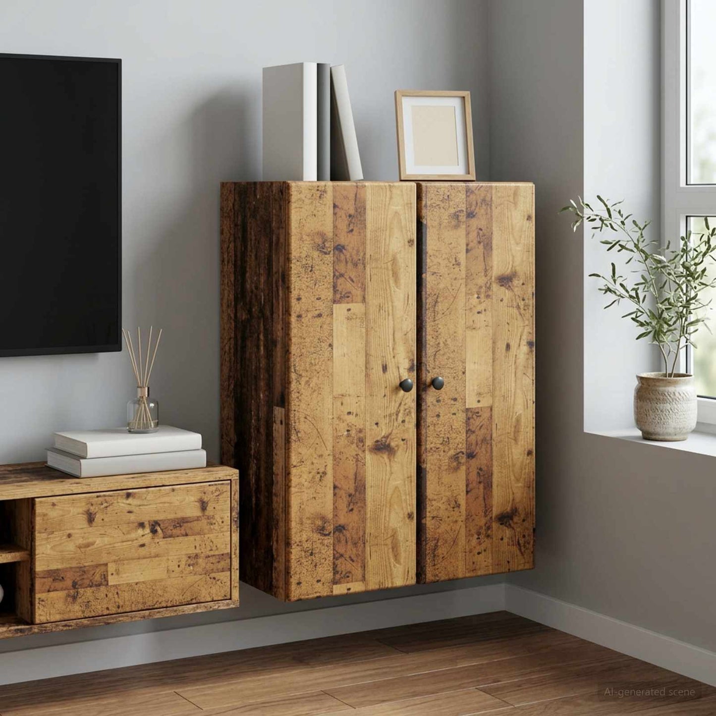 Wall-Mounted Cabinet 66 x 34.5 x 90 cm Engineered Wood Old Wood
