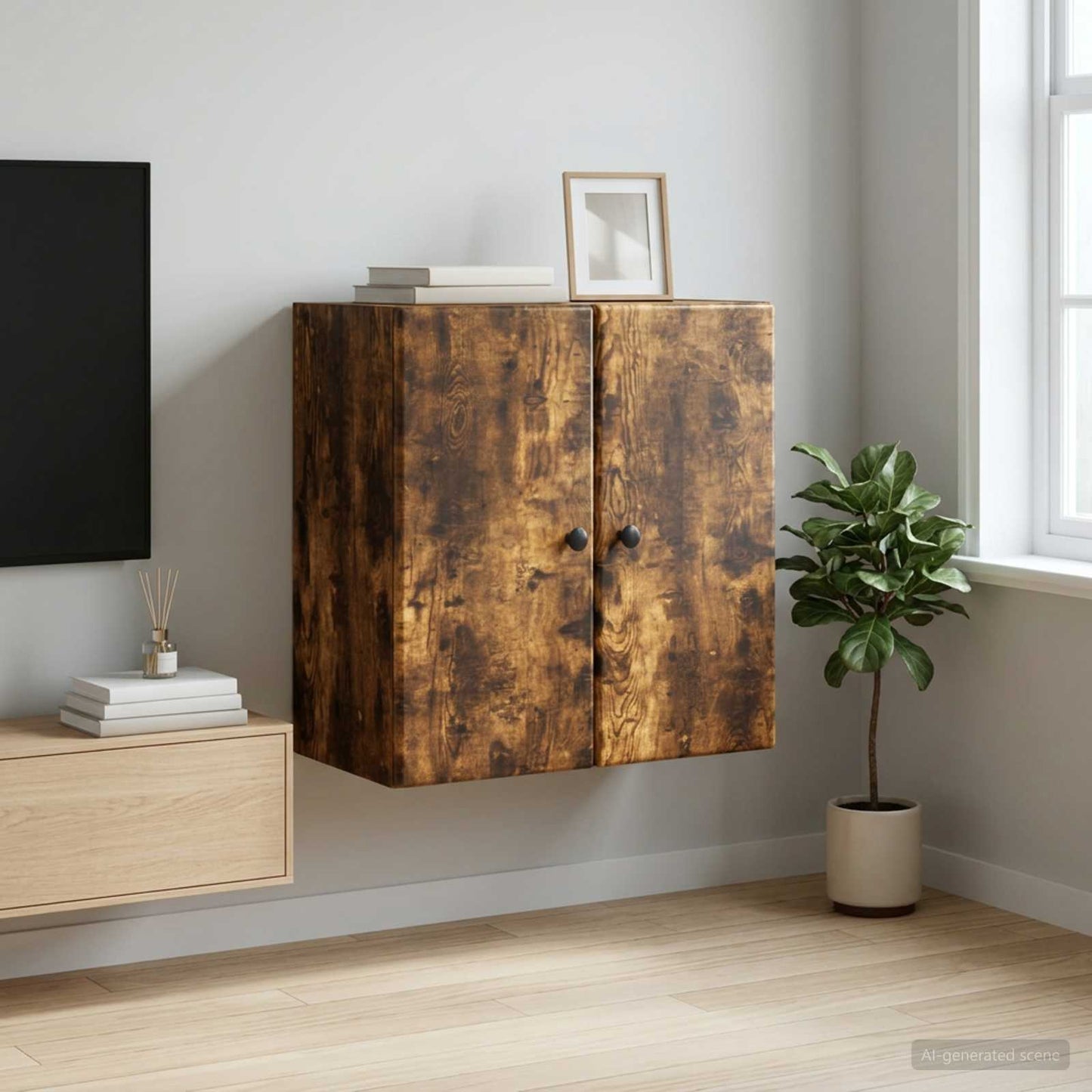 Wall-Mounted Cabinet 59 x 31 x 60 cm Engineered Wood Smoked Oak