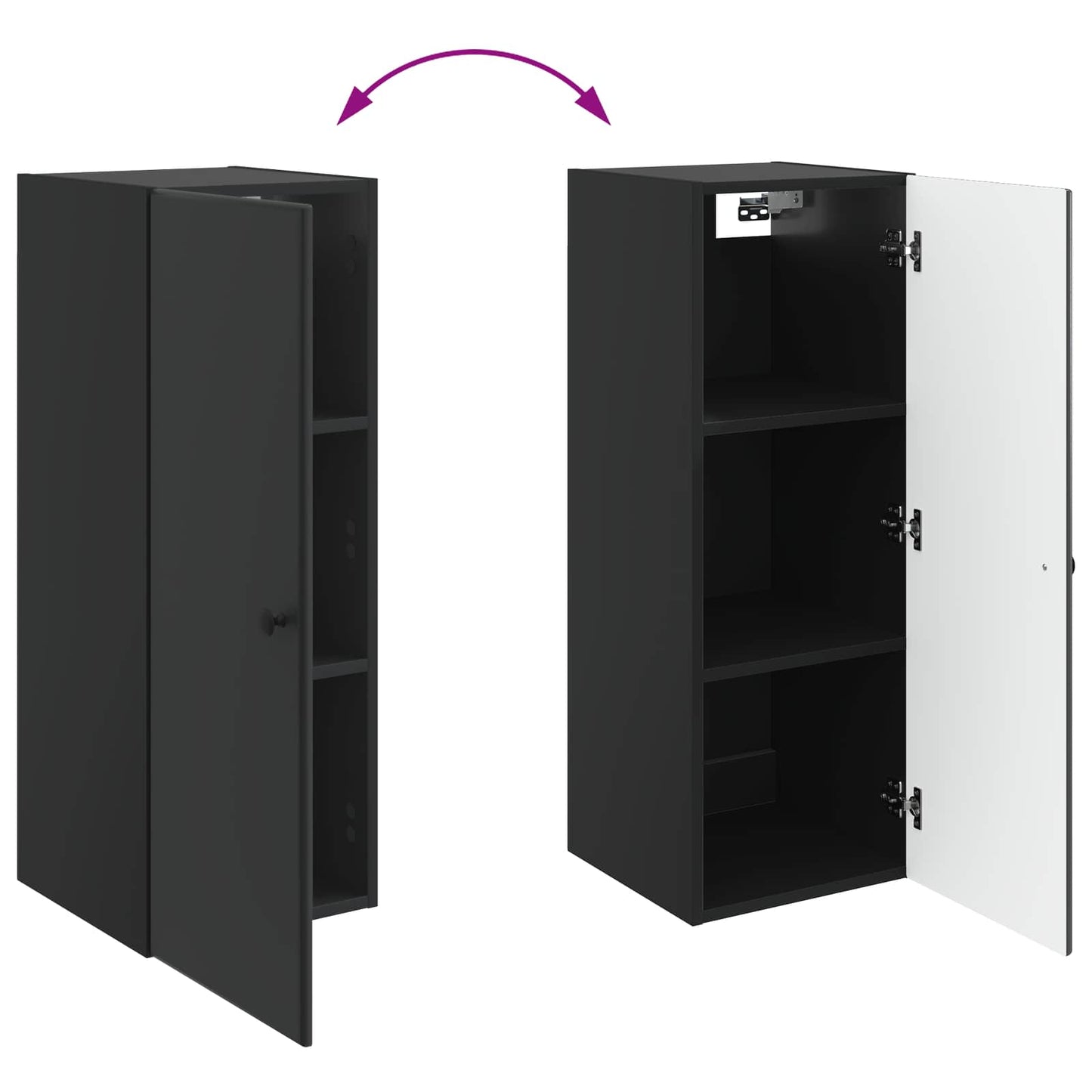 Wall-Mounted Cabinet 33 x 34.5 x 90 cm Engineered Wood Black