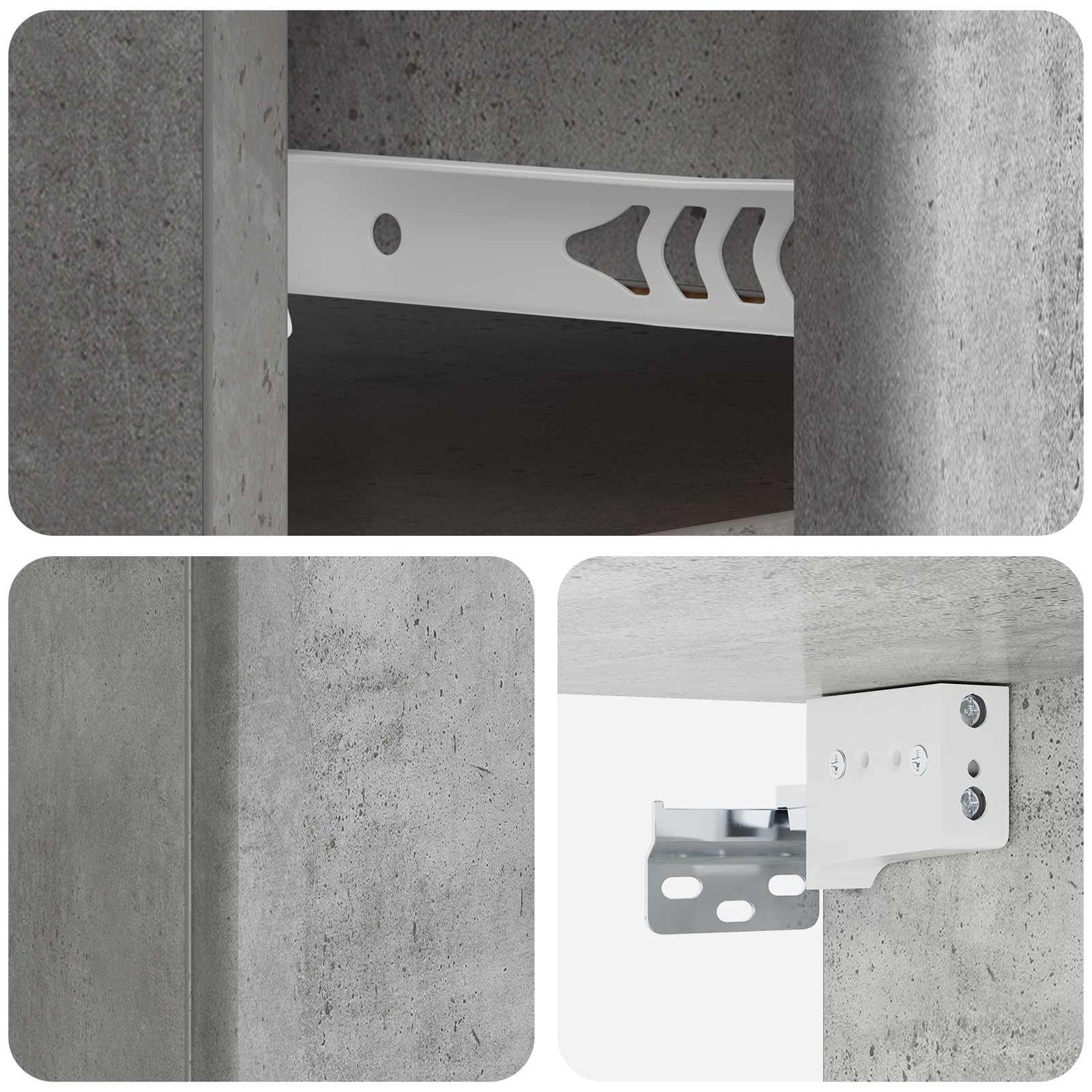 Wall-Mounted Bedside Cabinet 2 pcs Concrete Grey